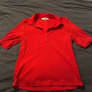 Like new-Loft 3/4 sleeve red ribbed tee